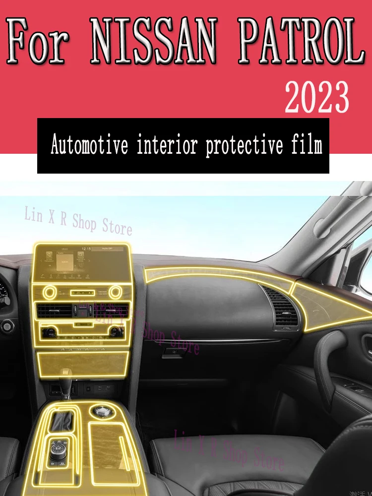 

For NISSAN PATROL 2023 Navigation Center Console Gear Panel Screen TPU Car Interior Protective Film Anti-Scratch Sticker
