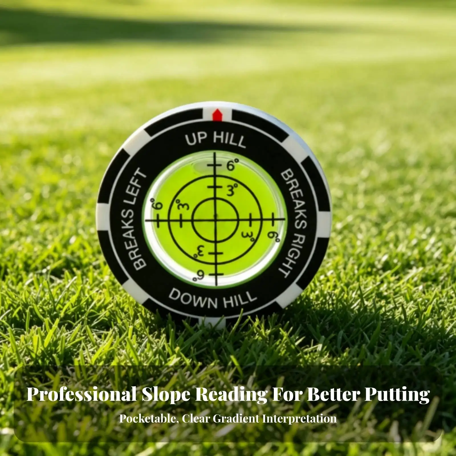 Golf Green Slope Level Tool Thin Flat Disc with Directional Labels for Left Right Break Practice