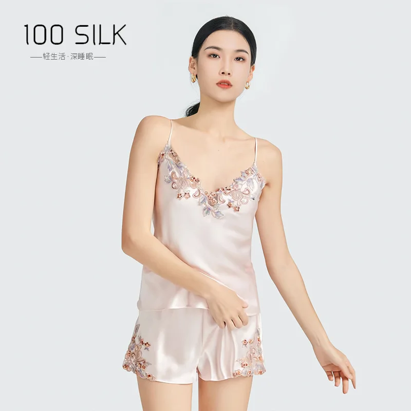 

Тяжелые шелковые пижамы, шорты на подтяжках, двухсекционный кружевной дизайн, сексуальная домашняя одежда