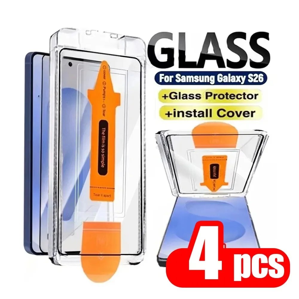 

1-4PCS Oleophobic Coating Dust Free Tempered Glass For Samsung S25 Ultra S26 Ultra S26 S25 Easy Installation Screen Protector HD