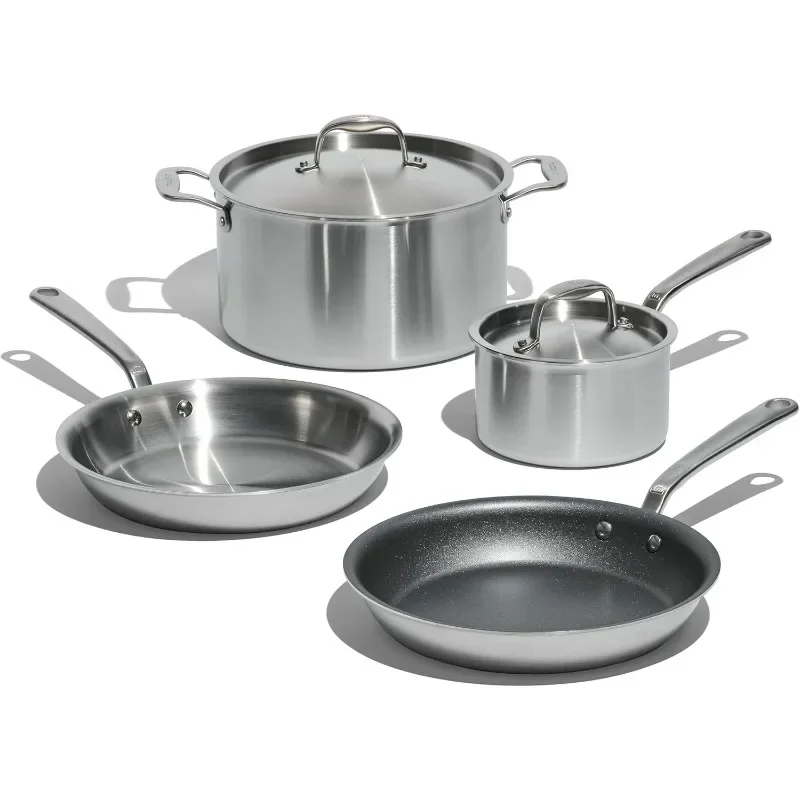 

Stainless Steel Cookware Set - Including Frying Pan, Saucepan and Stockpot - Professional Grade