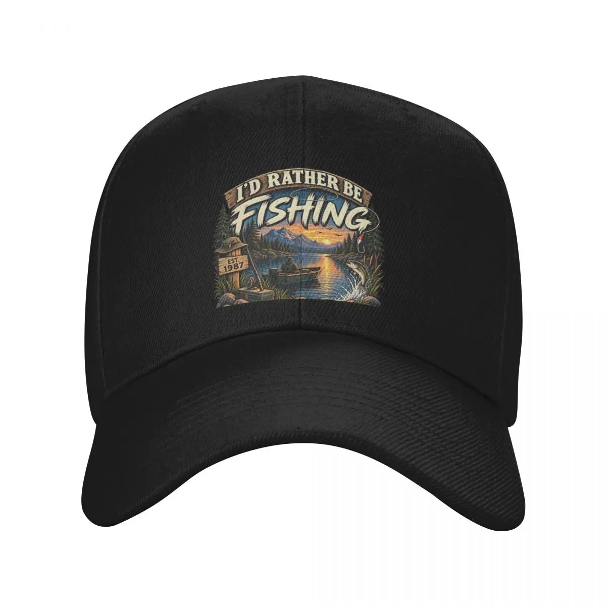Fashion I D Rather Be Fishing Vintage Outdoor Adventure baseball cap Lazy Style Sun Visor Cap