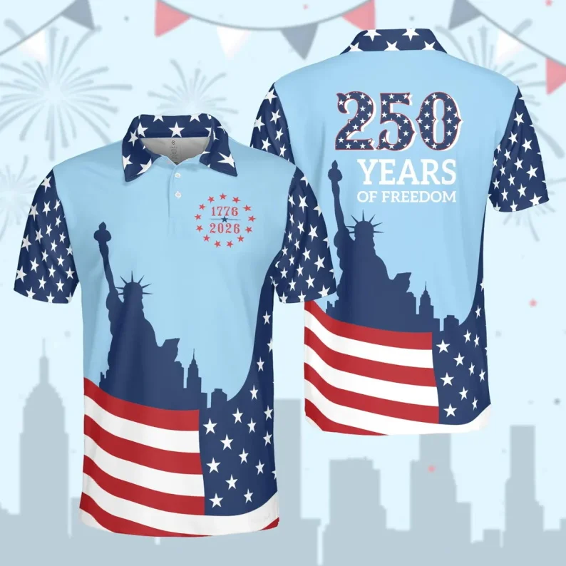 America 1776-2026 Polo Shirt 250 Years Of Freedom Polo For Men Women 250th Anniversary Polo Shirts 4th Of July Gift