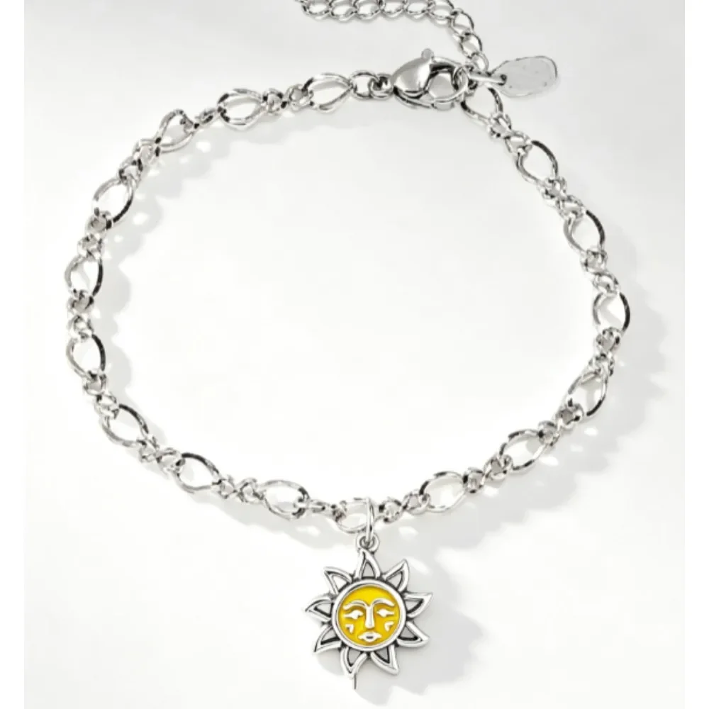 2026 New S925 Silver Vintage Oxidized Charm Bracelet for Women, Heart Link Chain Bracelet with Enamel Pendants, Sun Face, Cowboy Hat, Skull and Texas Map Heart Charms