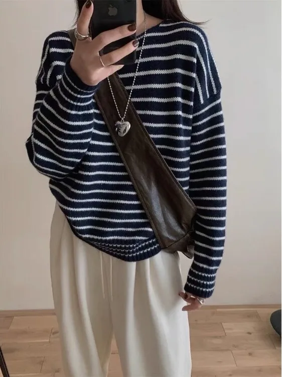 Maglione lavorato a maglia dimagrante Trendy a righe Casual Sle Dongda Gate Nuovo arrivo per la stagione autunnale Versione coreana Personali