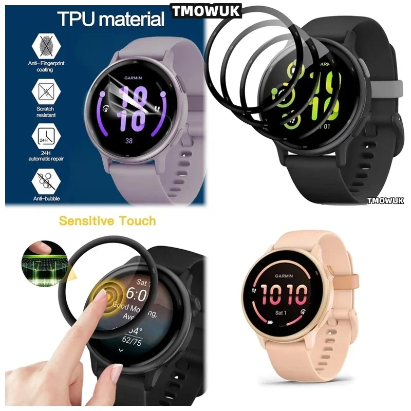 

For Garmin Active 6 Active6 3D Curved Screen Protector, Premium TPU Film With Hydrophobic Oleophobic Coating