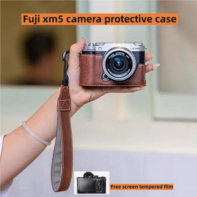 

PU Camera bag for Fuji XM5 camera protection case X-M5 wrist strap shoulder strap accessory