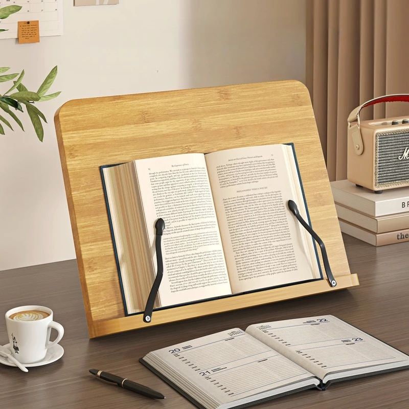 Wooden Reading Book Stand, Multi-Function Laptop Support, 8-Level Adjustable Stand