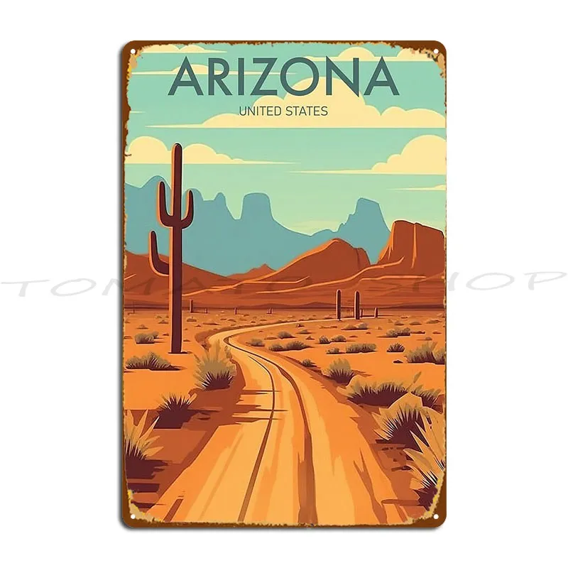 Arizona Desert Road Canyon Metal Plaque Poster Wall Pub Cinema Party Printing Tin Sign Poster