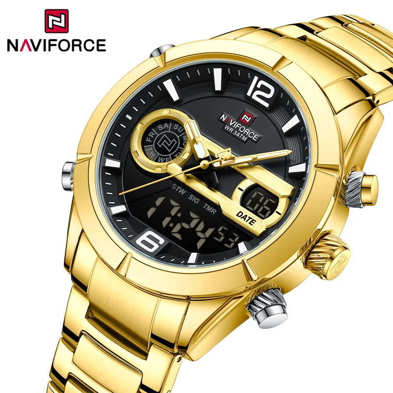 NAVIFORCE Uomini di Marca Orologi di Lusso Impermeabile Sport Orologio Da Polso Cronografo Digitale Al Quarzo Orologio Militare Relogio Masculino