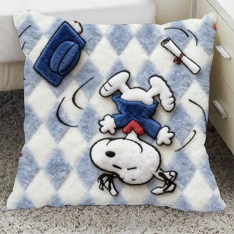 Cute Snoopys Floral Print Throw Pillow Kawaii Cartoon Cushion with Insert Soft Decorative Pillow for Sofa Bedroom Home Decoratio