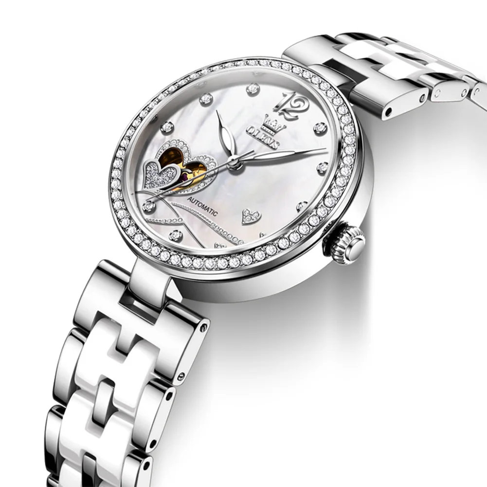 Fashion Diamond Love Design Ladies Watch Waterproof Automatic Mechanical Watch for Woman High Quality Ceramics Women's Watches