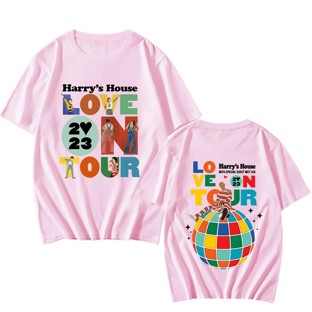 Harrys House Love on Tour Tshirt Men Round Neck T Shirt 100% Cotton Summer T-shirt Loose Casual Short-sleeved Shirts Unisex Tees