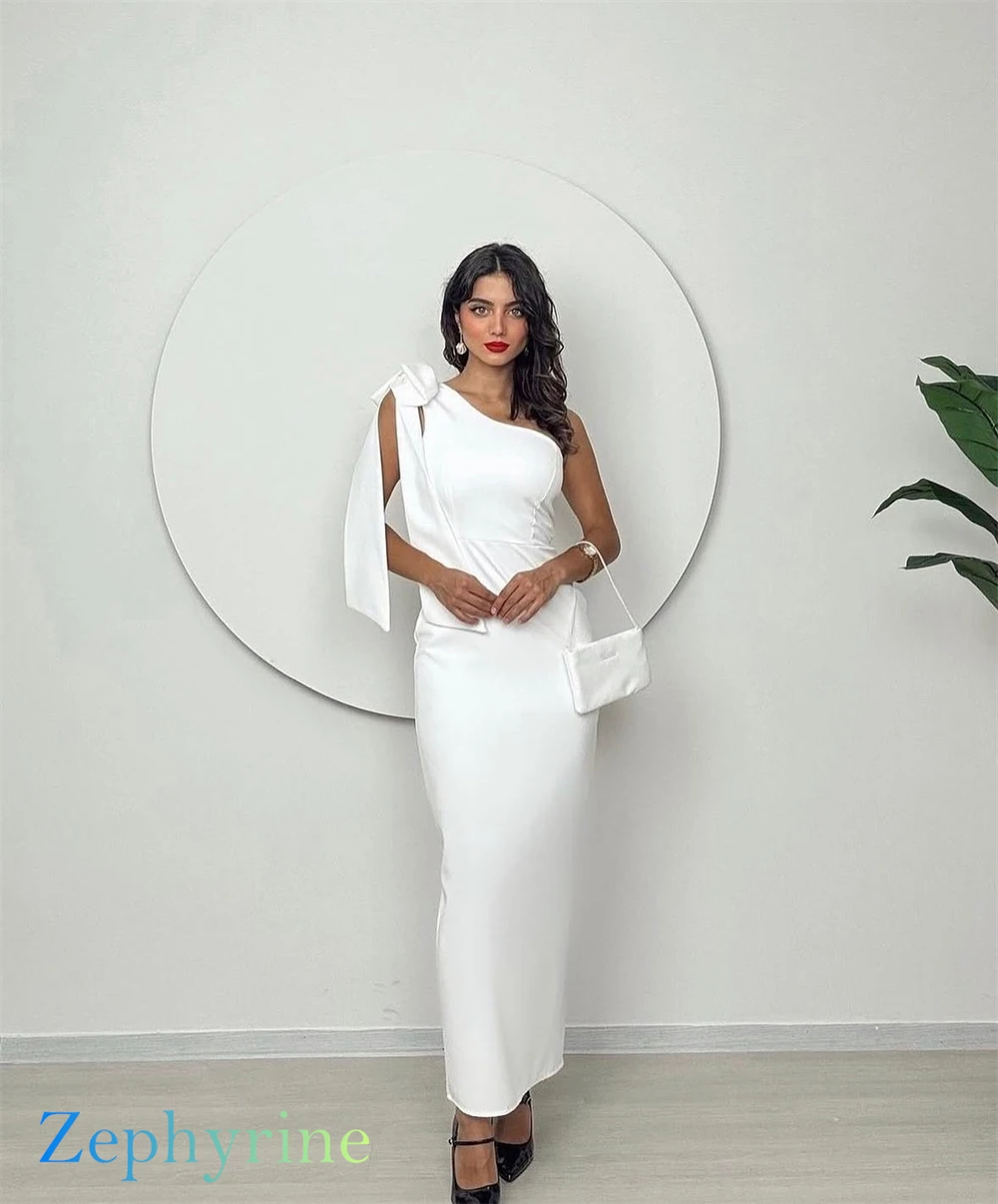 Customized Mermaid Simple White Jersey Evening Dress Exquisite One Shoulder Sleeveless Homecoming Dresses Vestido De Festa