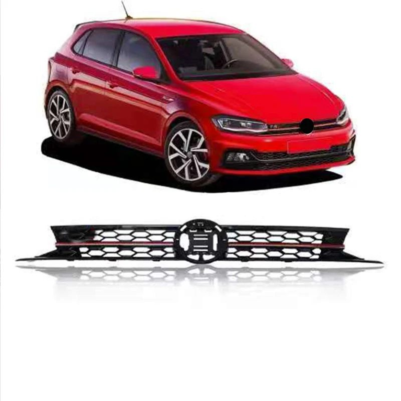 

Черный, красный, ABS, сотовая передняя решетка, крышка радиатора, решетка бампера для Volkswagen Polo GTI/R-line 2018+