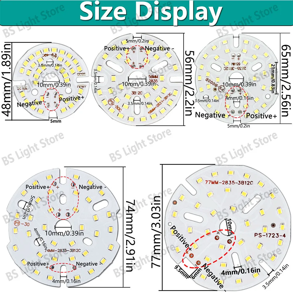 LED 2835 Lampenperle Neutral Warmweiß 12W DC35-37V 48mm 56mm 65mm 74mm 77mm 85mm 96mm 108mm 117mm Spotlight-Lichtquelle – Detail 1