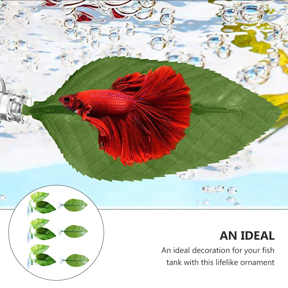 

6pcs Aquarium Plastic Leaves Artificial Simulation Lifelike Fish Tank Decoration With Suction For Aquarium Landscape Fish Tank