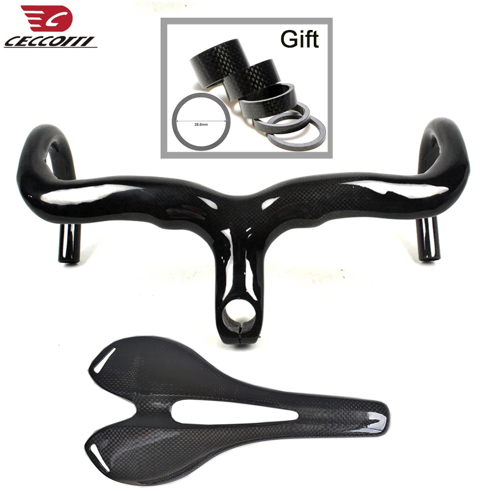 

Full Carbon Road Bike Handlebar and Saddle, Factory Price integrated Handle bar for road bike