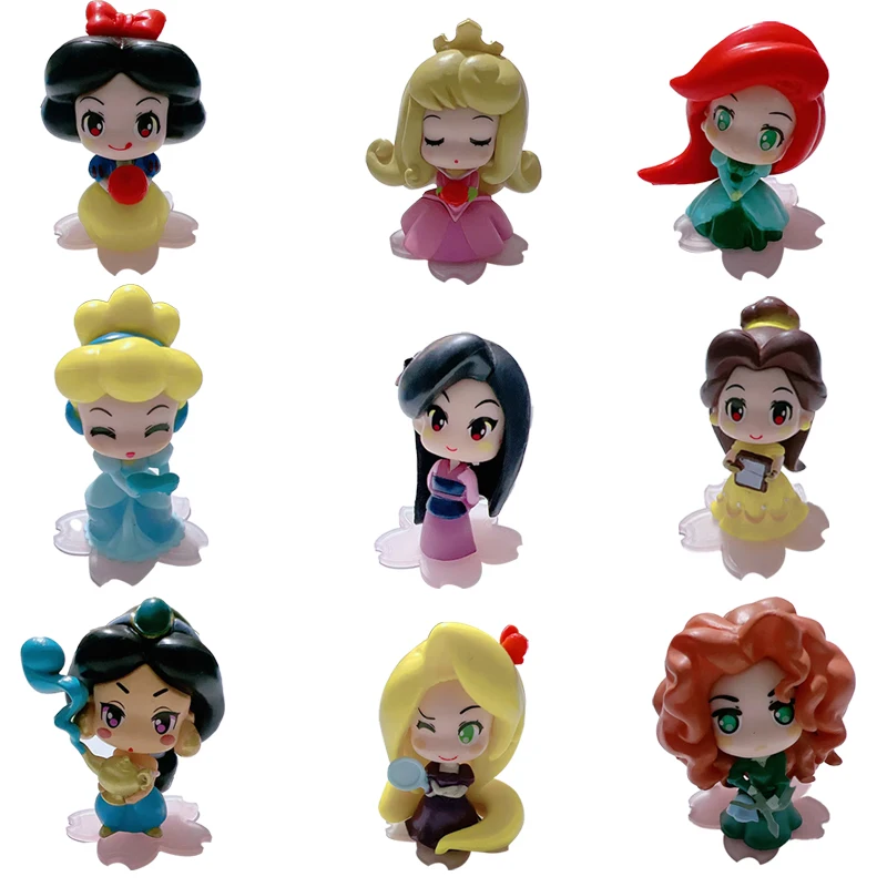 

9pcs/set Disney Frozen Snow White Cartoon Doll Model Mermaid Figurine Desktop Ornament Children's Toy Birthday Gift