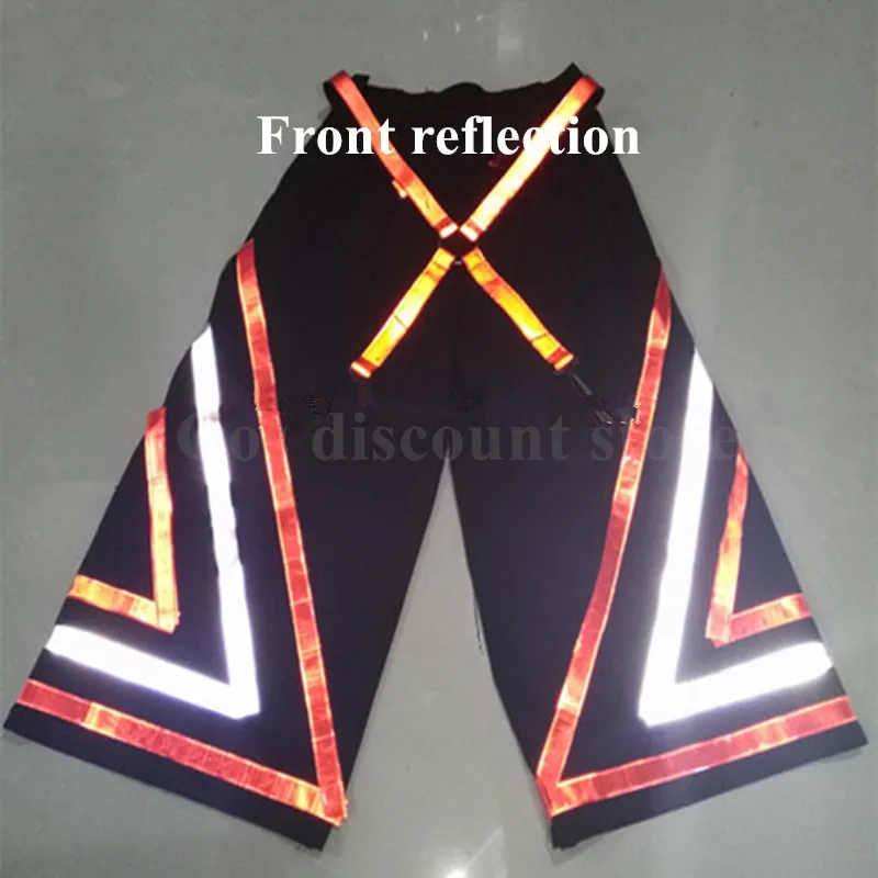 

Stock Phat Shuffle Pants Multi Triangle Print Ghost Dance Pants Ghost Step Fluorescent Reflective Pants Straight-leg Trousers