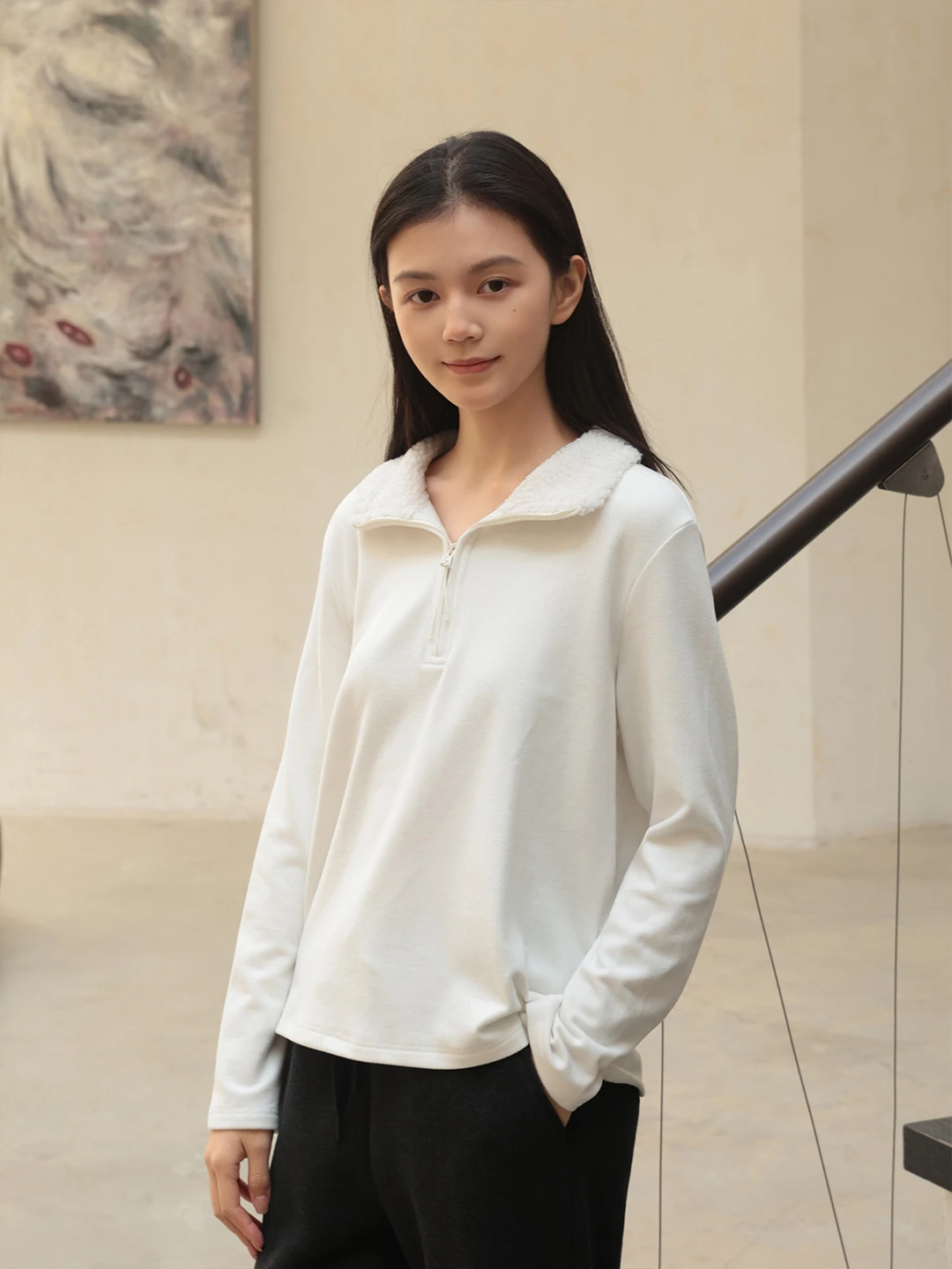 

Женская бархатная футболка с воротником-стойкой Thiened Lamb, повседневная длинная застежка-молния, дышащая удобная базовая футболка