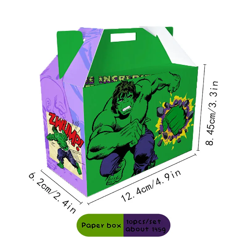 

10pcs Hulk Birthday Party Favor Boxes - Superhero Theme Paper Candy Containers for Kids Celebration Decorations & Gift Packaging