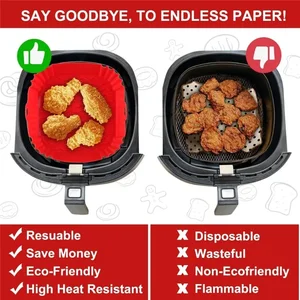 Persegi Air Fryer Silikon Tray Oven Baking Tray Pizza Ayam Goreng Baking Alat Dapat Digunakan Kembali Liner Nostick Airfryer Silikon Keranjang 10 tab cokelat penjualan terbaik - №