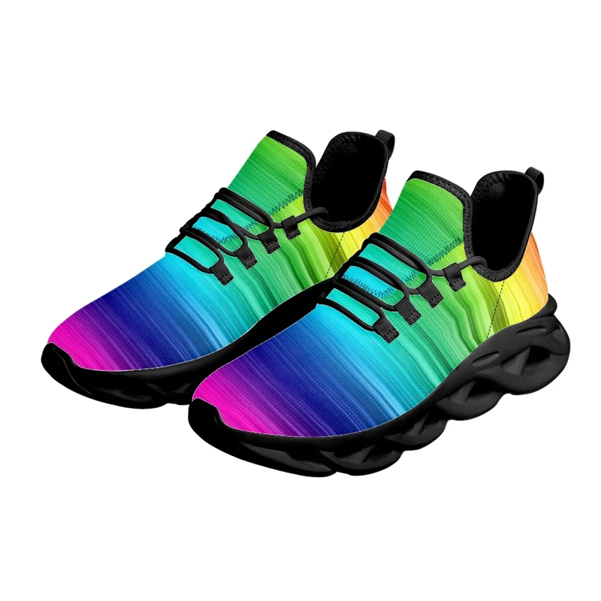 New Spring Summer Ladies Rainbow Gradient Series Sneakers Shock Absorption Wear-Resistant Woman Luxury Design Walking Shoes