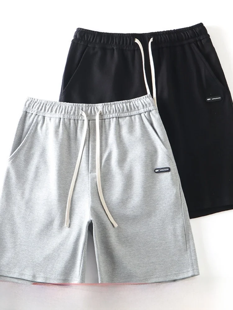 

American Casual Style Men's Summer Outdoor Elastic Sports Shorts Comfortable Breathable Fashionable Five-Quarter Knitted Poly...