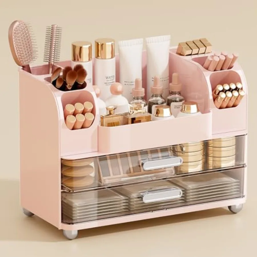 Makeup Orgazer for Vaty wit 2 Lar Ders Cosmetic Display Ca wit rus olders Easy to Stora for atroom Countertop Skincare Desk Off