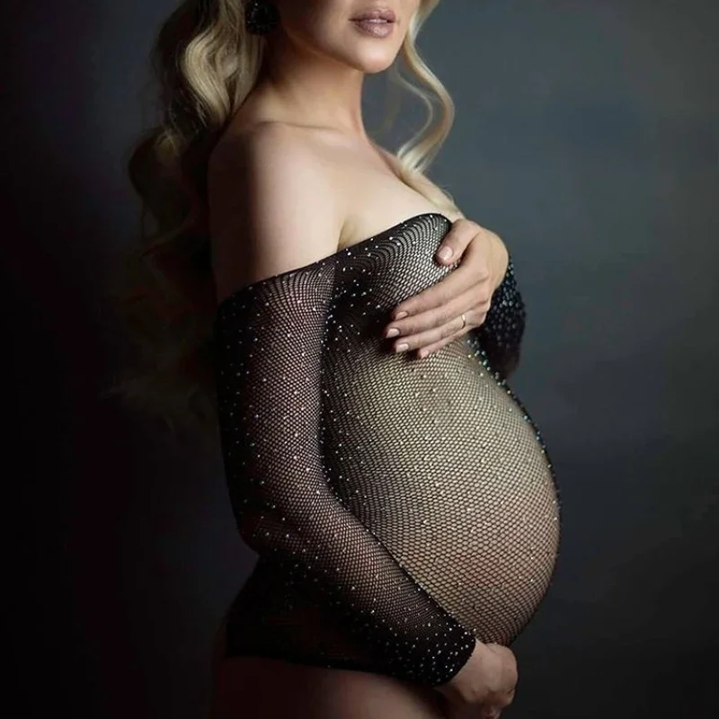 

Maternity Dress Photography Props Maternity Grown Baby Shower Pregnant Woman Session Photo shoot Outfit Knitted Dress