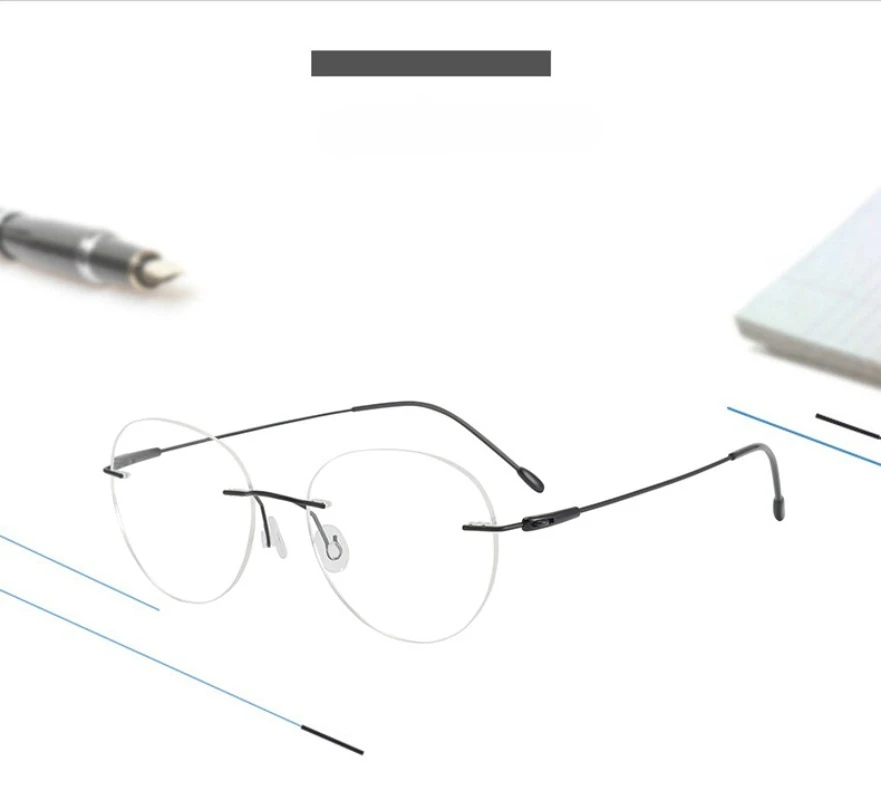

Retro Oval Eyeglasses Blue Light Optical Women Rimless Glasses Frames Titanium Lightweight for Men Reading Computer Eyewear