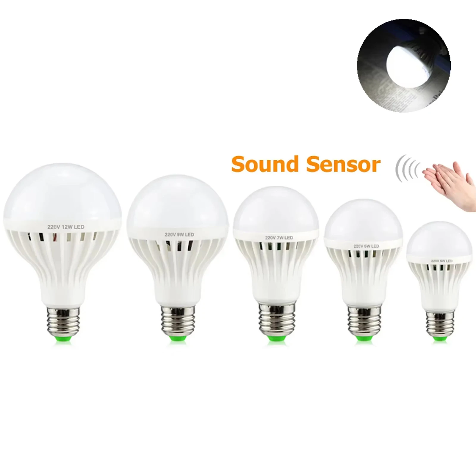 

E27 Sound Activated Light Sensor Bulbs Milky PC Cover Bedroom Room Decorative Edison Lampada Living 3w/5w/7w/9w/12w 85-265v Bulb