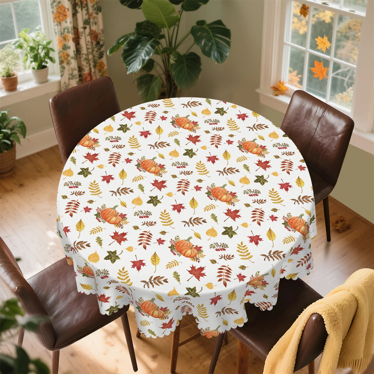 Autumn Leaf Pumpkin Berries Autumn Tablecloth (per pack of 1) Suitable for kitchen table partieszyc