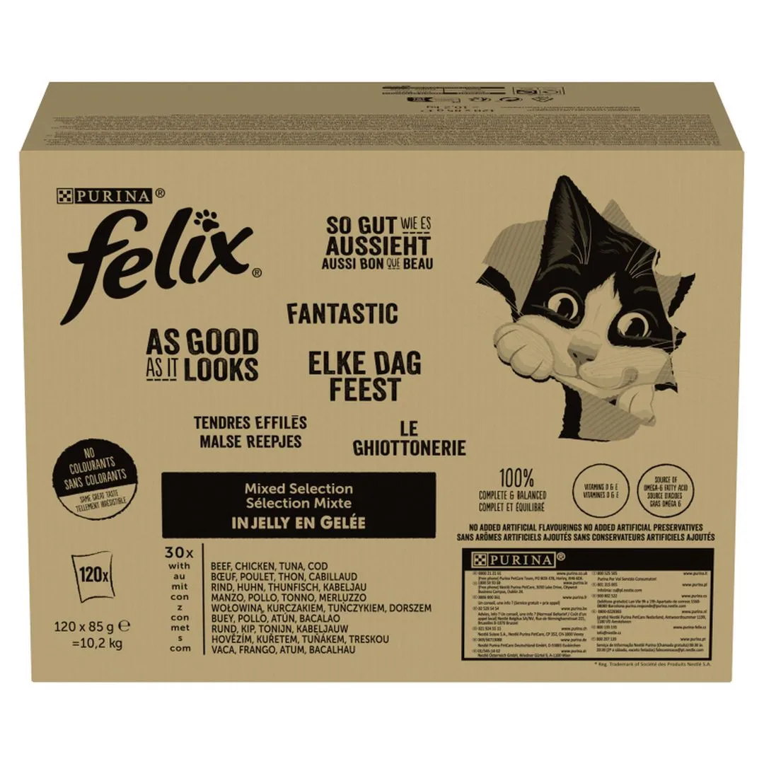 Felix Fantastic Cat Food in 10.2 kg Jelly (120x85g)