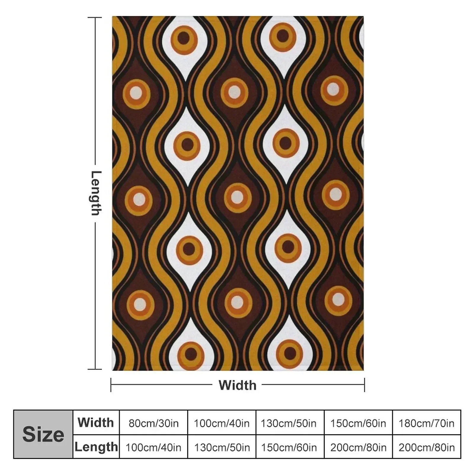 Retro 1970's Style Seventies Vintage Pattern Throw Blanket Flannel warm for winter Blankets