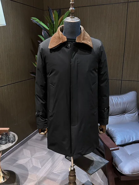 

Мужская стеганая куртка средней длины с двойным воротником, съемным воротником-стойкой, модная городская, ветрозащитная, из полиэстера, белая