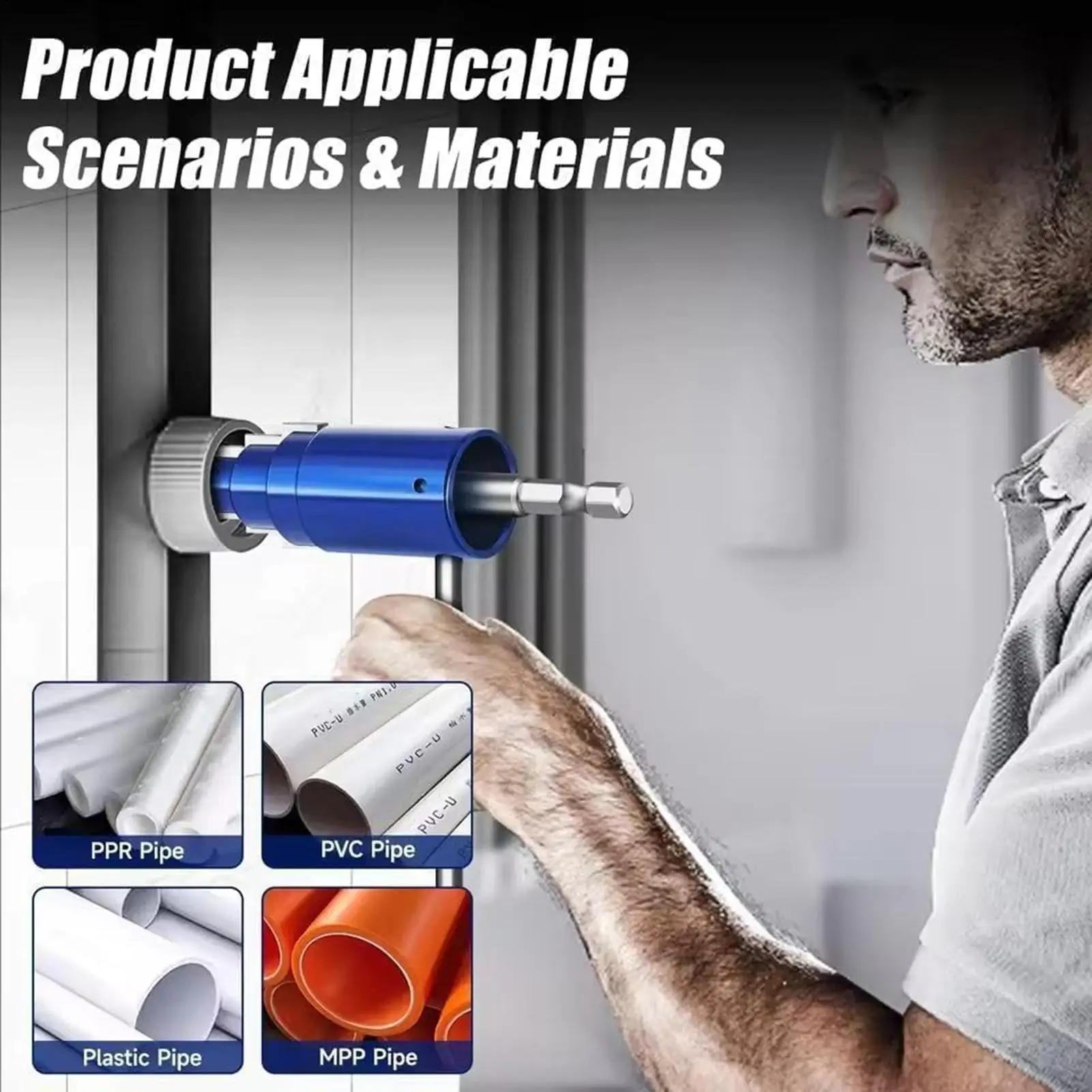 

Broken Pipe Extractor Tool Broken Pipe Thread Remover Fit 1/2in 3/4in 1in Tube Heavy Duty Changer for Drain Sink Repair