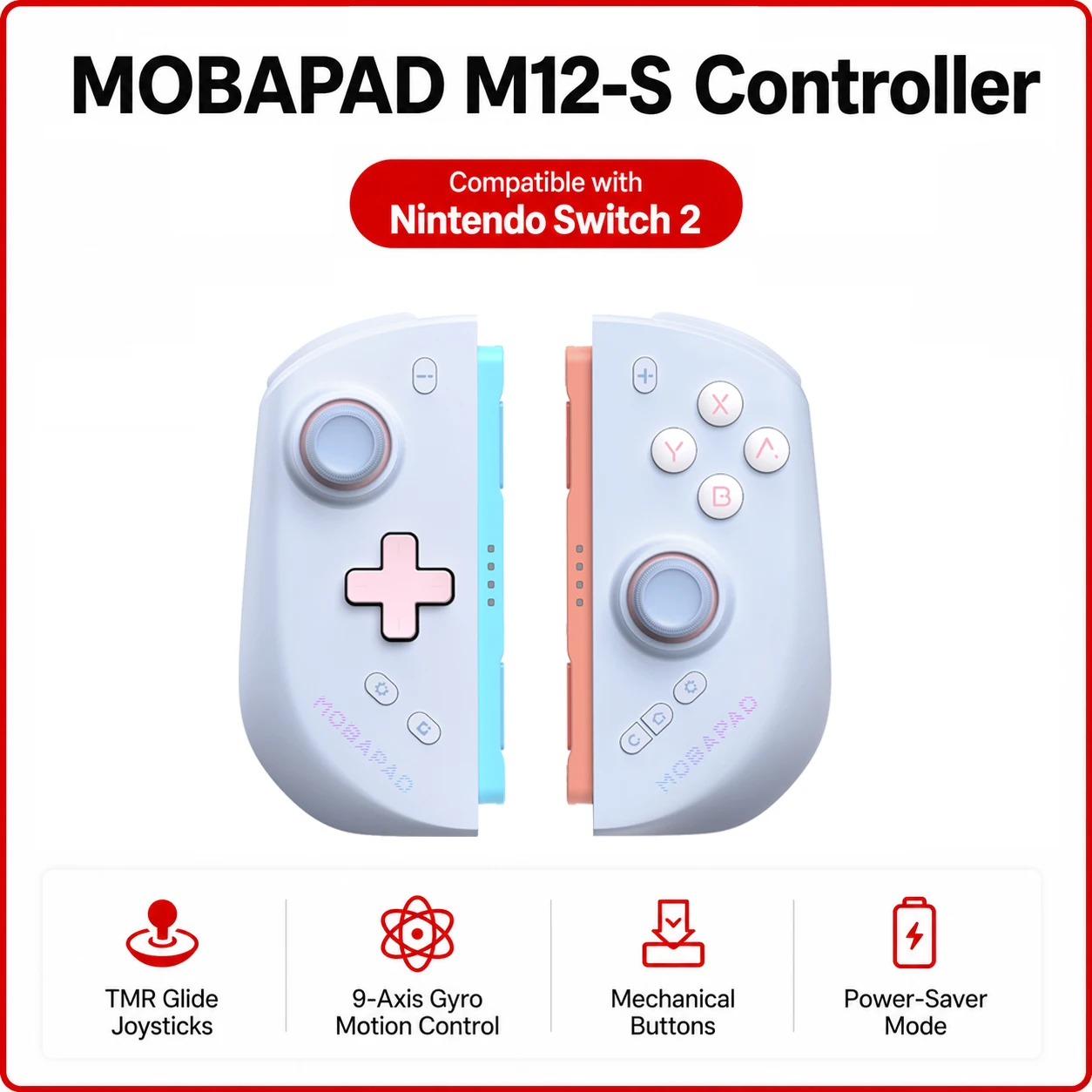MOBAPAD M12 S/HD Gaming Controller voor Nintendo Switch 2 met TMR-sticks, mechanische knoppen Joypad voor Switch2-console