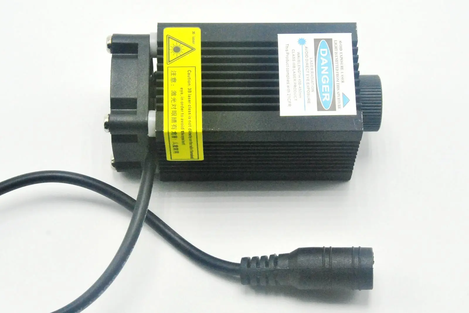 Hoogvermogen 450 nm 1 W blauwe lasermodule Focus Dot Head met 12 V adapter en koelventilator