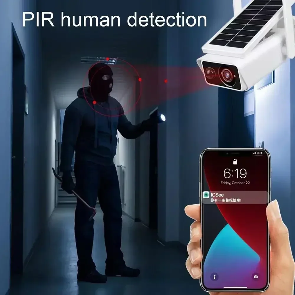 Imagem -03 - Câmera à Prova Dágua Ip66 Câmeras de Segurança Wi-fi Externas com Sensor ir Detecção de Movimento Áudio Bidirecional Segurança Solar sem Fio