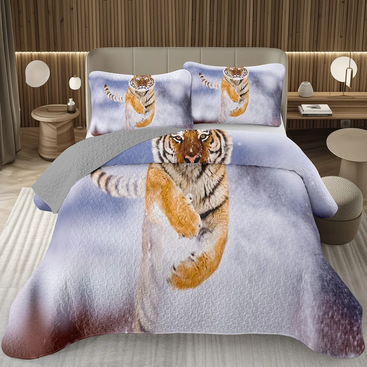 

Tiger Bedspread Set Queen Twin ,African Safari Animals Coverlet Set, Big Cat Wild Tiger Quilt Set for Boys Girls Bedroom Decor
