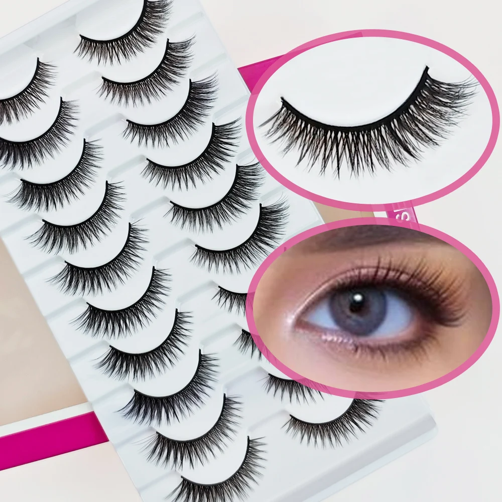 Xuanfeiwu Ciglia a stelo duro allungate con coda inclinata in stile volpe, trucco monopezzo Ciglia finte naturali per spettacoli teatrali, Ciglia realistiche per cosplay per feste