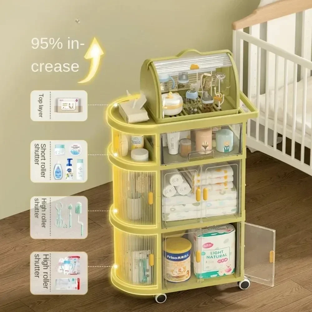 Installation Free Baby Storage Rack Folding Baby Supplies Storage Cabinet Bedroom Mobile Shelf Kitchen Closet Organizer Cart