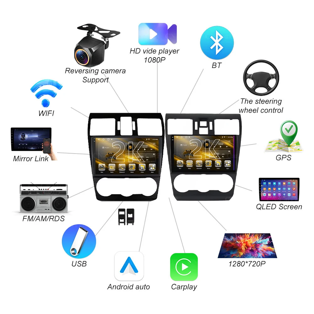 DVD Android 16 For Subaru Forester 4 SJ XV WRX 2013 2014 2015 - 2018 Multimedia NO 2DIN Radio Stereo Car  GPS Player Navigation - view 4