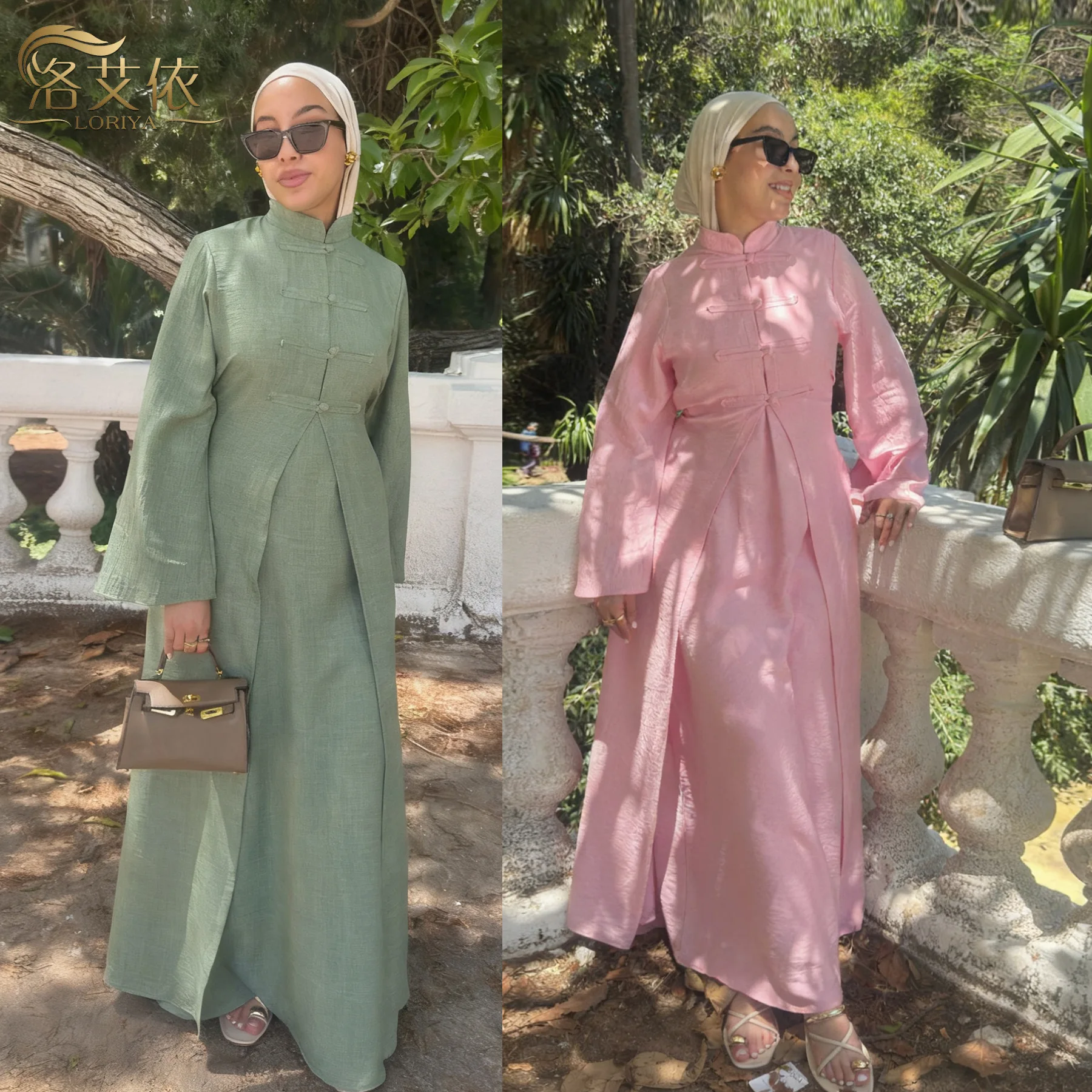 Fashion Muslim Women's Solid Color Elegant Casual Trendy Loose Daily Simple Basic 2 Pieces Sets Female Cardigans Inner Clothes