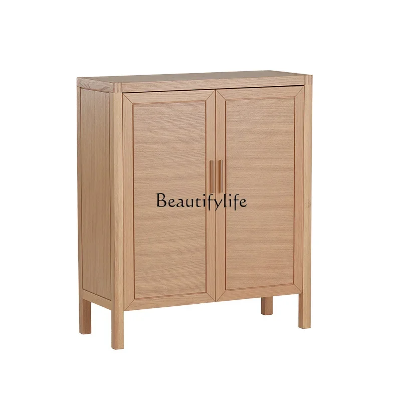 

LD33Solid wood shoe cabinet Japanese log wind red oak home storage locker