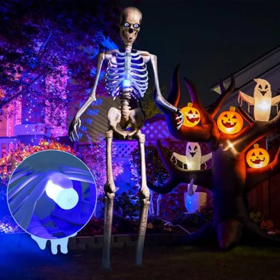 LED Halloween Skeleton Lighting Kit, E26 Base Flame Light With Up Down Effect, Scary Chest Light for Giant Skeleton Decor 4