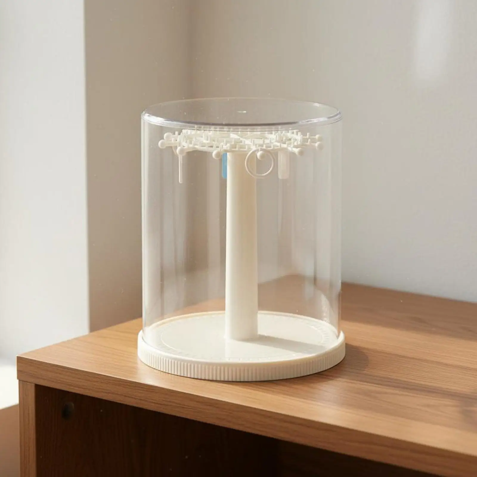 Rotating Display Case Stackable Organizer Dustproof Transparent Holder for Displaying Mini Figures on Shelves or Tables