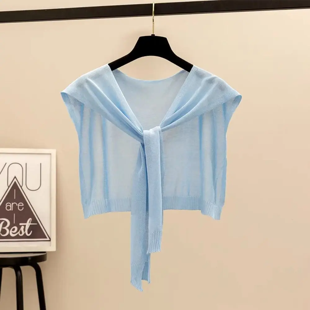 Retro Cape Knitted Shawl Thin Knot Design Fake Collar Korean Style Cloak Knitted Scarf Clothes Decoration